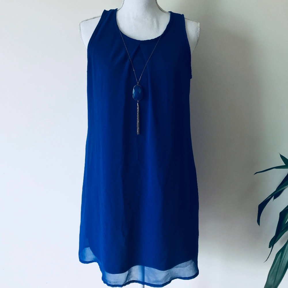 Short Blue Summer Dress w/ Necklace
